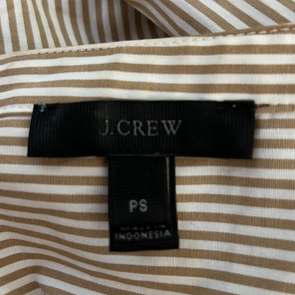 J. Crew Shirt Women Small Petite Wrap Blouse Brown Stripe Mandarin Collar Belted - Picture 6 of 6